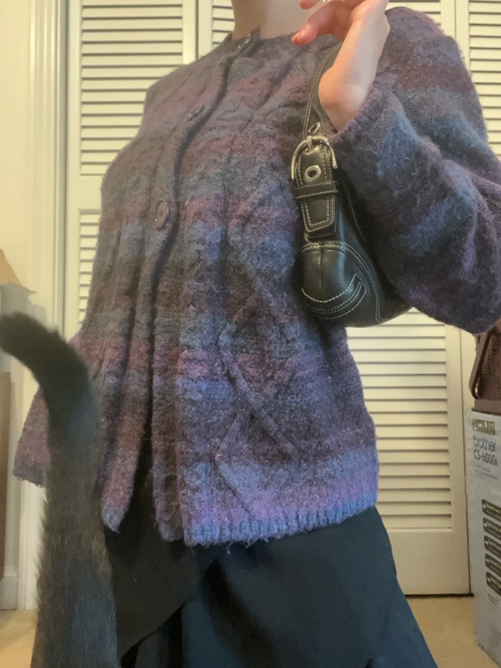 Plush Purple Multi-Tone Button Cardigan Sweater